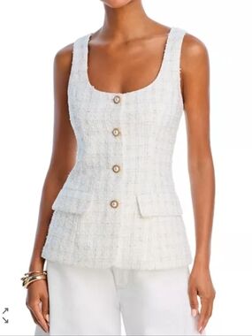 NWT AQUA Tweed Vest White Tan Size XL